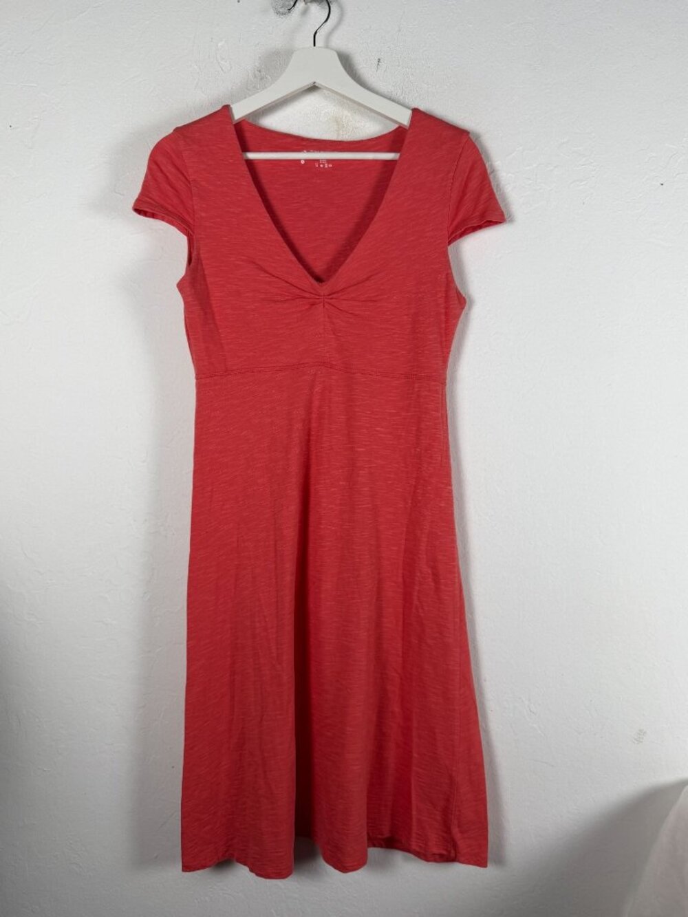 Horny Toad Women’s Rosemarie Dress Cap Sleeve V‑Neck Coral Red A‑Line Small